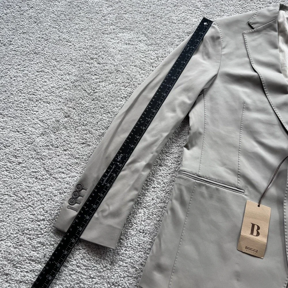 Boggi Milano B Tech Blazer Mens 48 Beige Stretch Travel Jacket Made Italy
